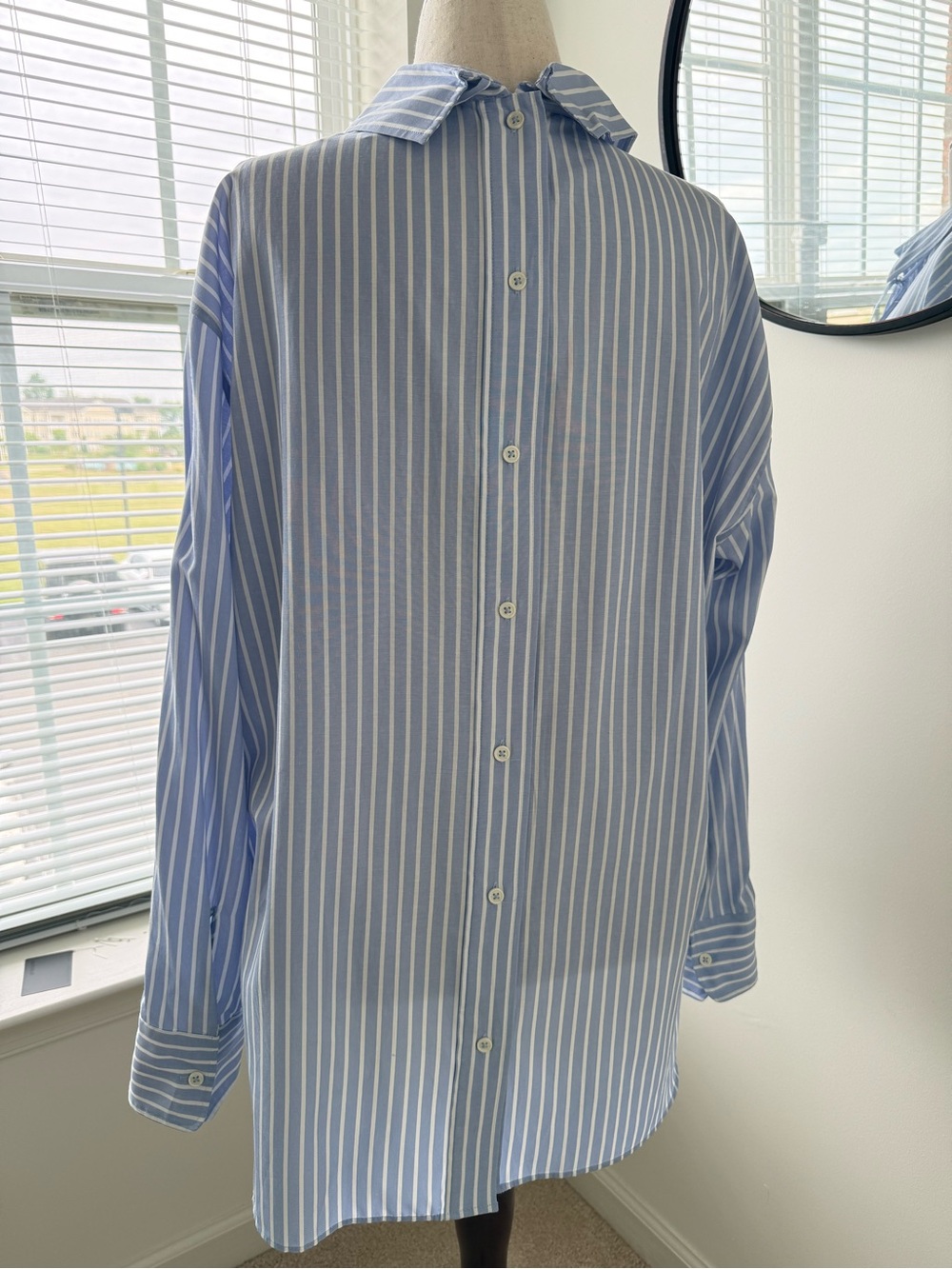 Zara Light Blue & White Vertical Stripe Button-Back Tunic/Dress - Picture 9 of 11